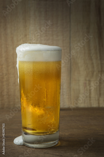 Beer Glass on a Wooden Background