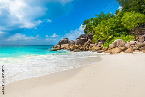 Seychelles - Paradise beach on island  photo