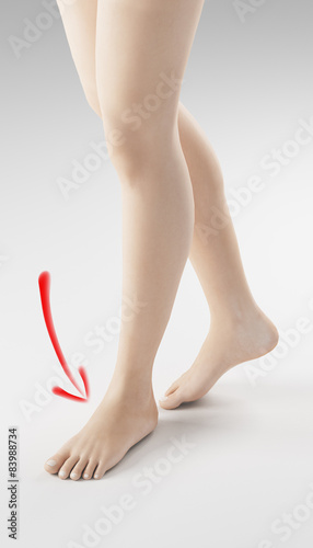 Gambe donna con freccia rossa piede photo