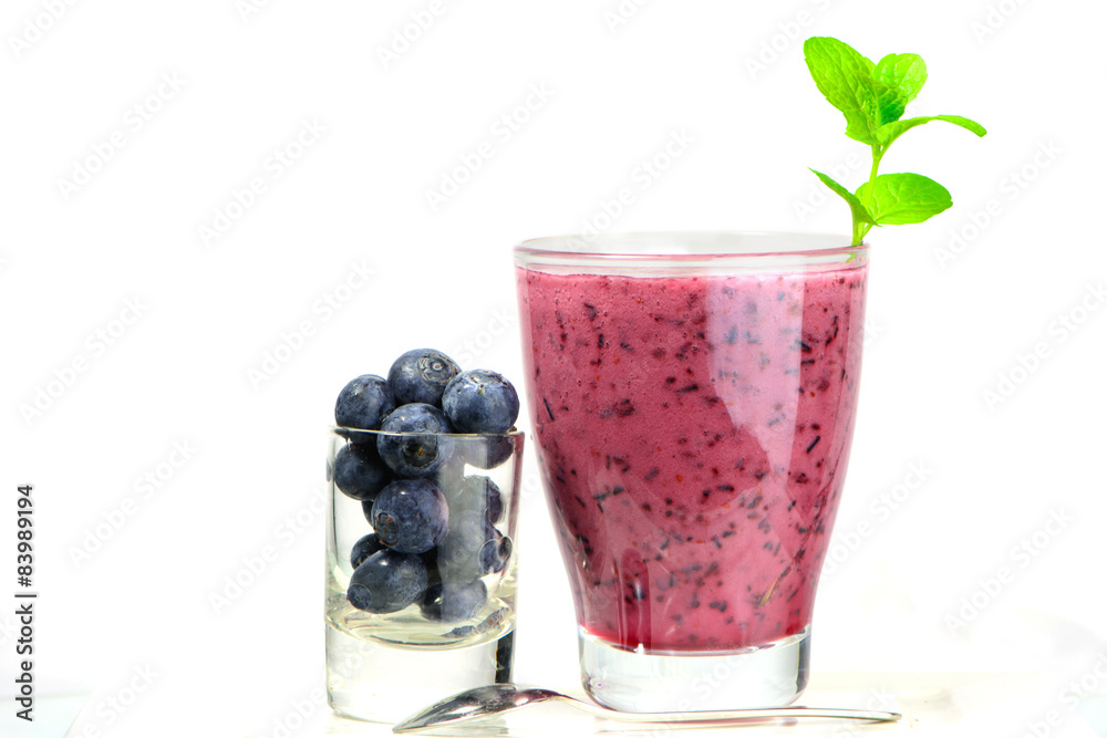 glass of Fresh Blueberry smoothie glass of Fresh Blueberry smoothie