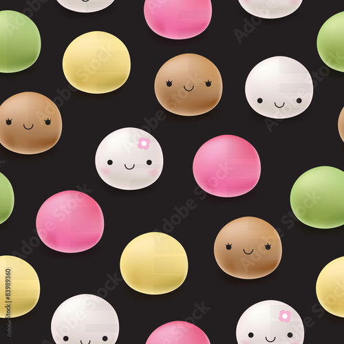 Seamless pattern Japanese mochi rice dessert