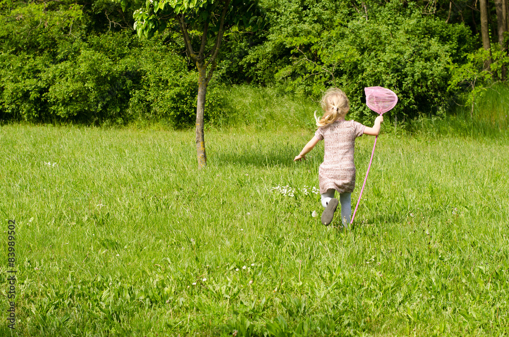 girl with net for butterflies