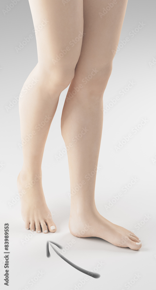 Gambe donna con piede destro indicato Gambe donna con piede destro indicato
