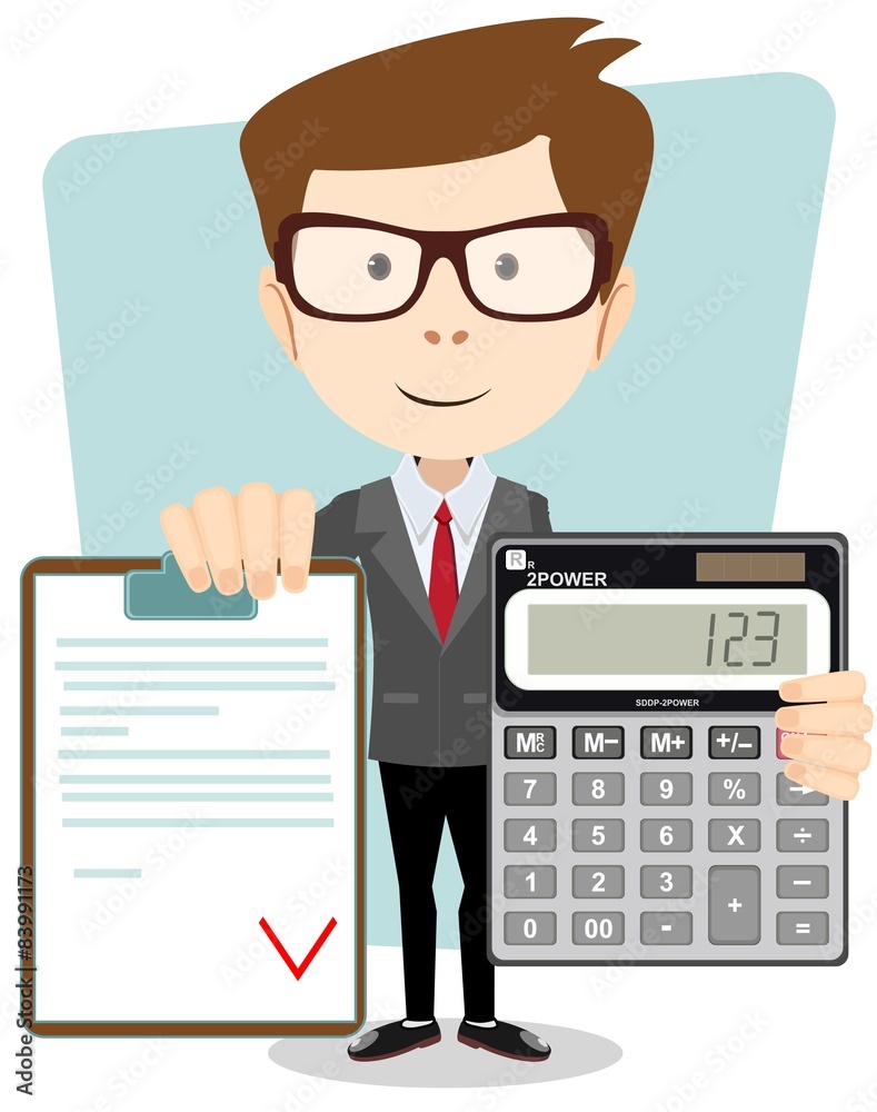 Accountant with a calculator, vector illustration Accountant with a calculator, vector illustration