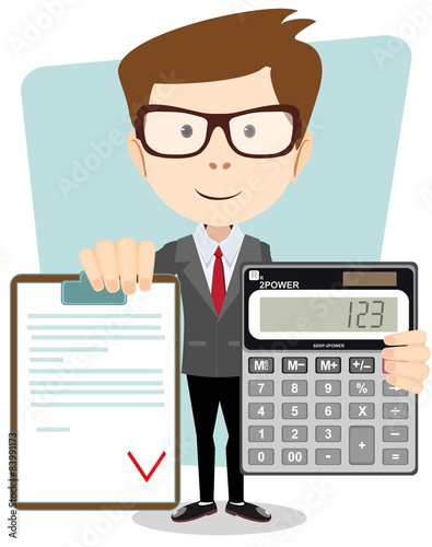 Accountant with a calculator, vector illustration