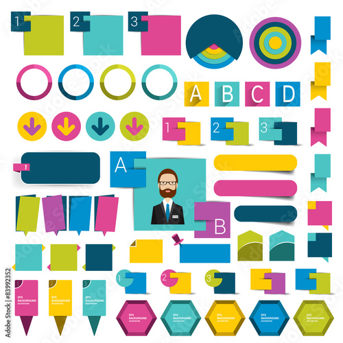 Collections of infographics flat design elements, buttons. 