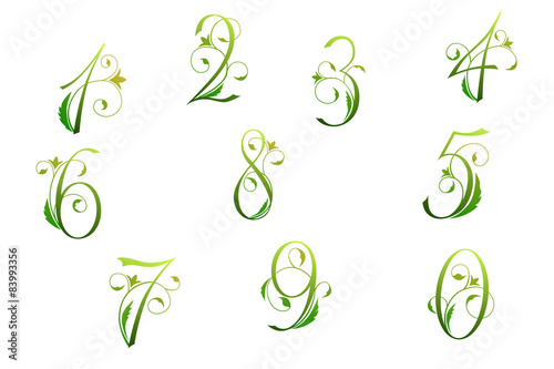 Beautiful figure number yellow green