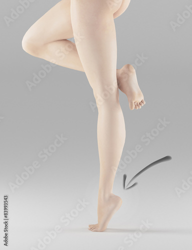 Gambe donna punta di piedi tallone sinistro indicato photo