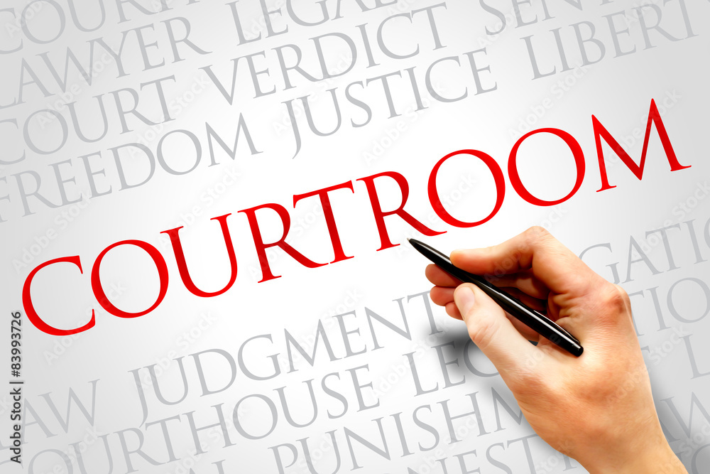 Courtroom word cloud concept Courtroom word cloud concept