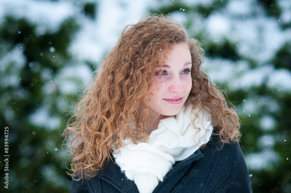 teenage girl outdoors in the winter weather teenage girl outdoors in the winter weather