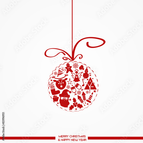 Christmas background with balls and icons typical of the feast