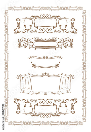 Vector set of gold decorative horizontal floral elements