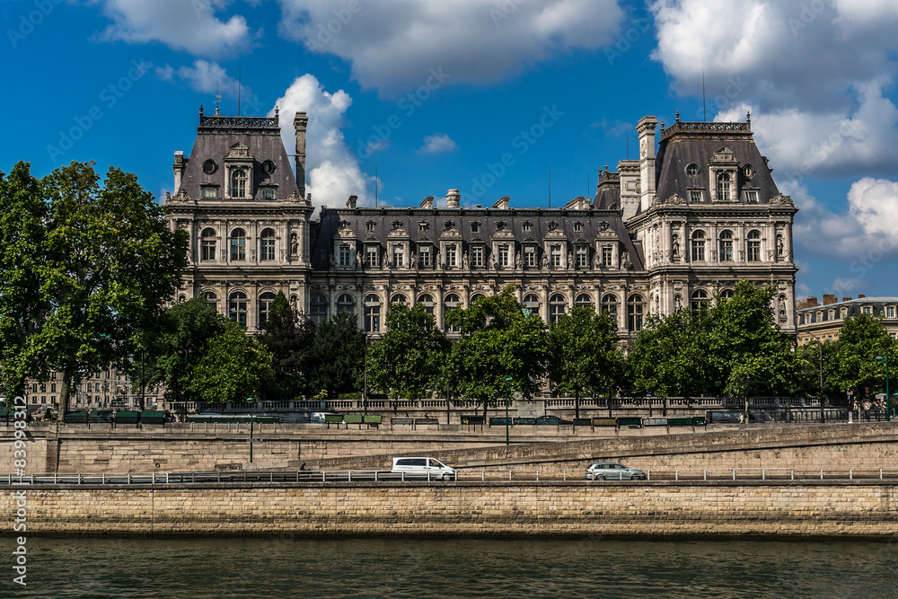 The picturesque embankments of the Seine River in Paris, France.