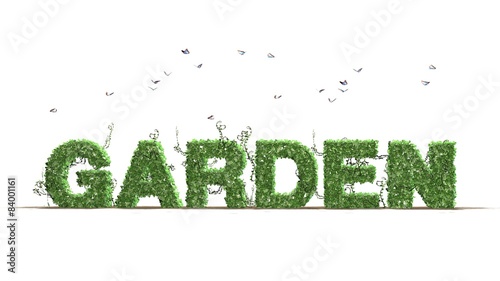 Garden - logo from green ivy leaves - separated on white BG