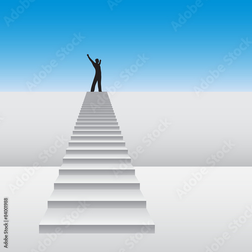 Wallpaper Mural Conceptual 3D happy man on a white stair Torontodigital.ca