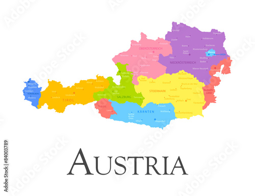 Quadro em tela Austria regional map