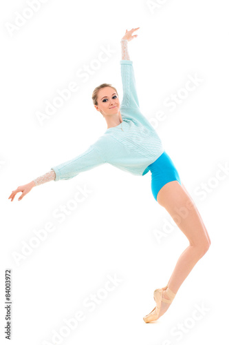 young professional ballerina on tiptoe
