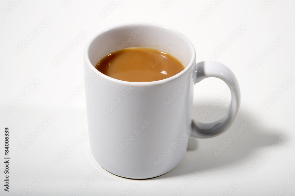 Plain white mug of strong tea