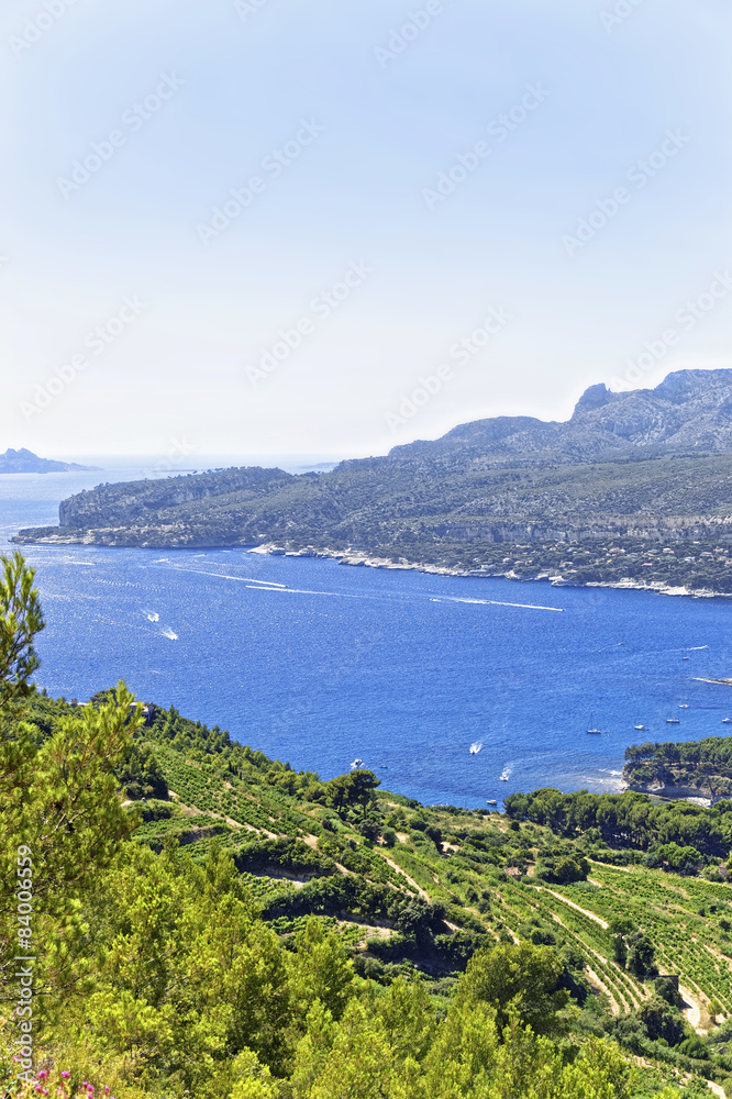Mediterranean sea bay in Provence view from mountains
