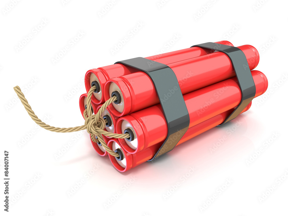 Photography Red dynamite sticks - TNT with wick. 3D render illustration