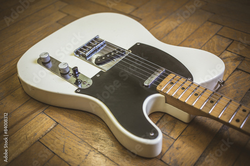 Old worn electric guitar