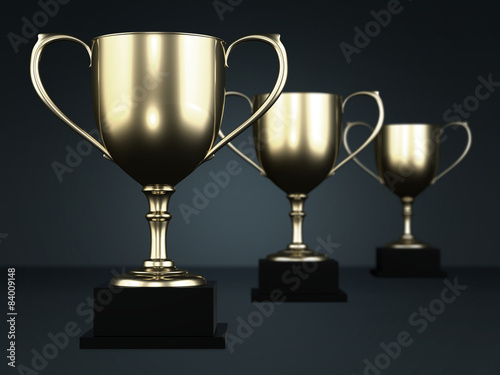 Golden cup trophies