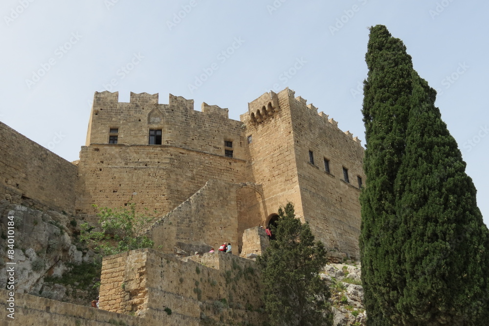 Grèce Rhodes Lindos - Ruines de l'ancienne forteresse médiévale