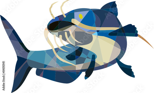 Blue Marlin Fish Jumping Low Polygon