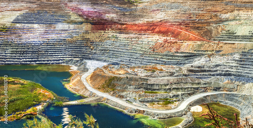 Fototapeta Naklejka Na Ścianę i Meble -  colorful terraces of geological mine in Milos island, Greece