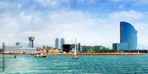Photography Barceloneta from sea. Barcelona
