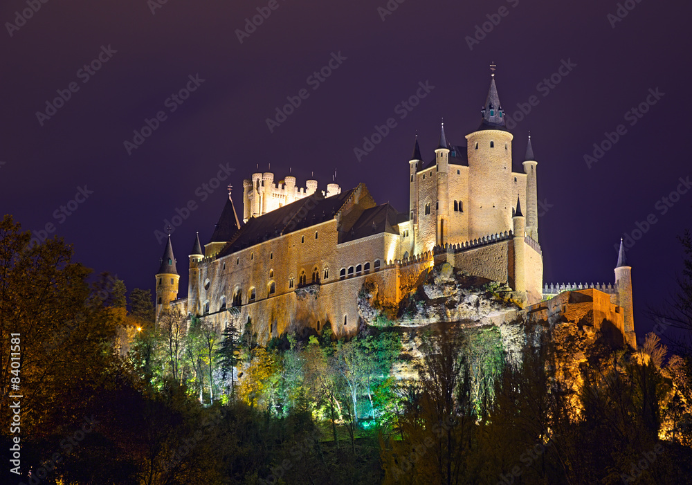  midnight view of Alcazar of Segovia