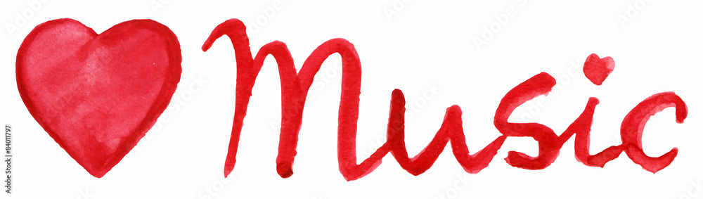 Love music heart word isolated