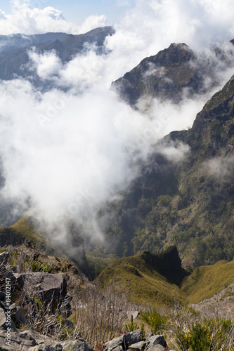 Mountains of Madeira island above the clouds at Pico do Areeiro and Ruivo