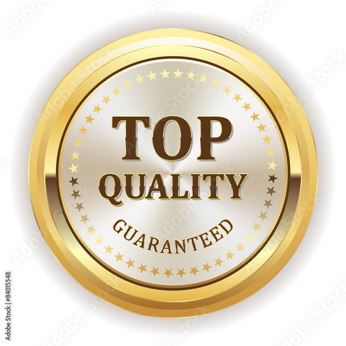 White top quality badge with gold border