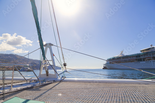 relaxing journay on a catamaran sailing boat