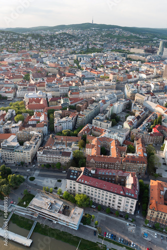 Canvas Print Aerial view of Bratislava center at sunset, Slovakia