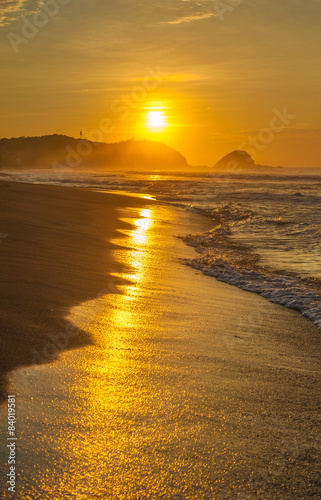 Zipolite beach at sunrise, Mexico photo