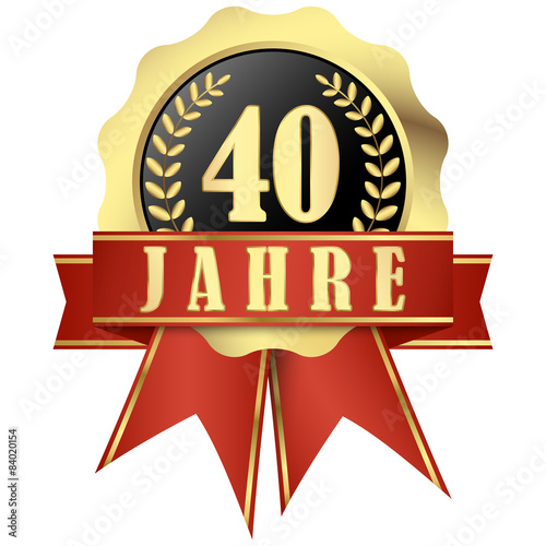 Jubilee button with banner and ribbons for 40 years
