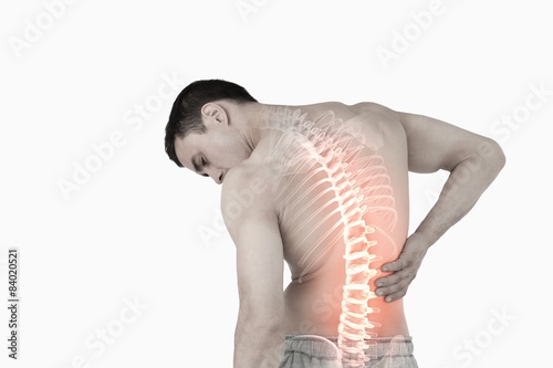 Schilderij op canvas Highlighted spine of man with back pain
