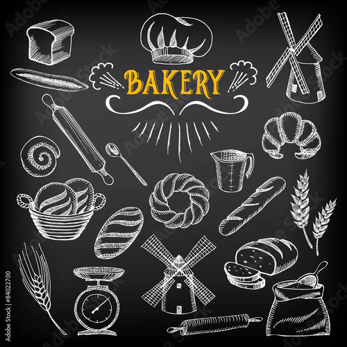 Bread and bakery design. Sketch, doodle vector.