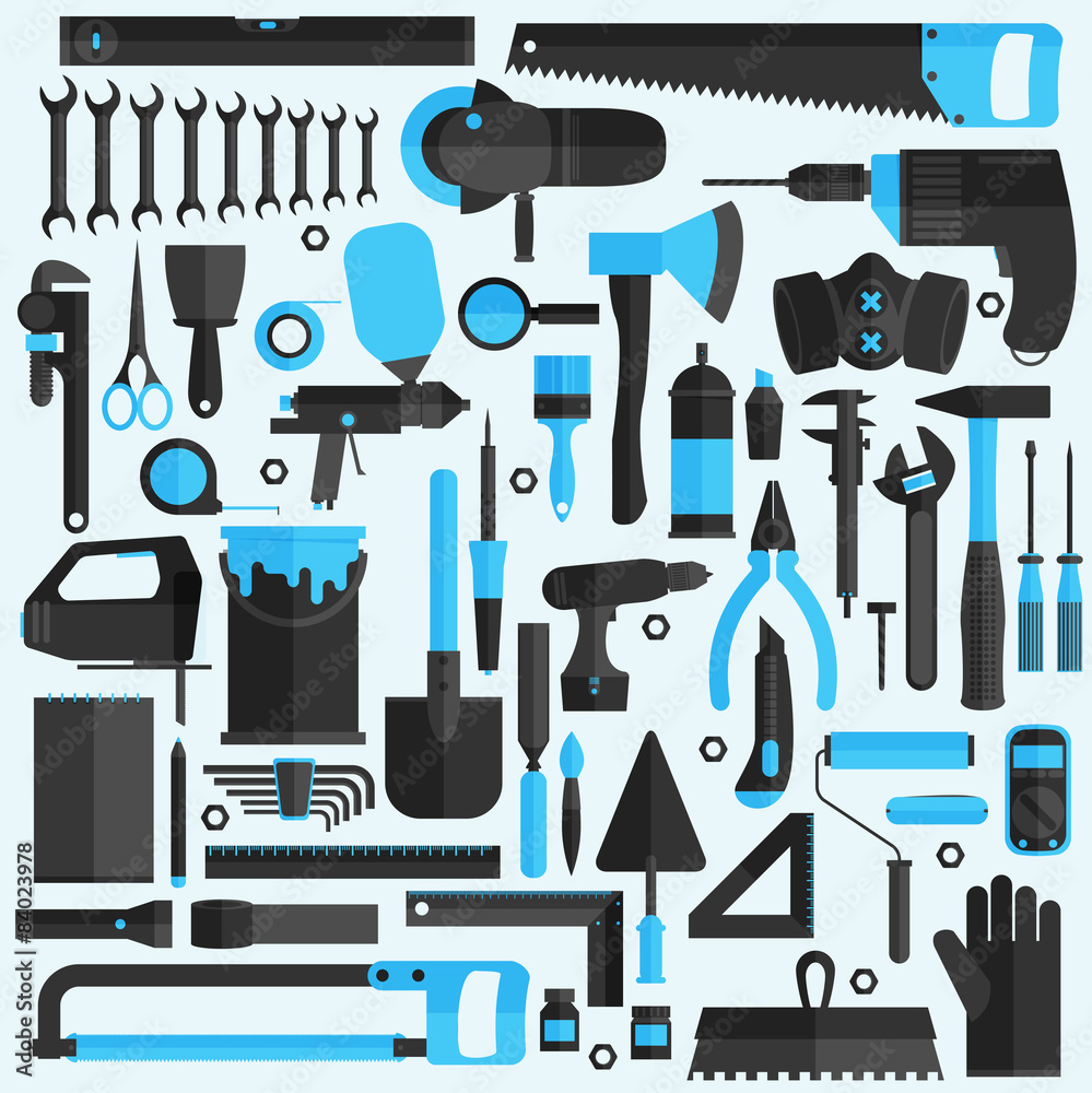 Hand tools icon set , flat design , eps10 vector format Hand tools icon set , flat design , eps10 vector format