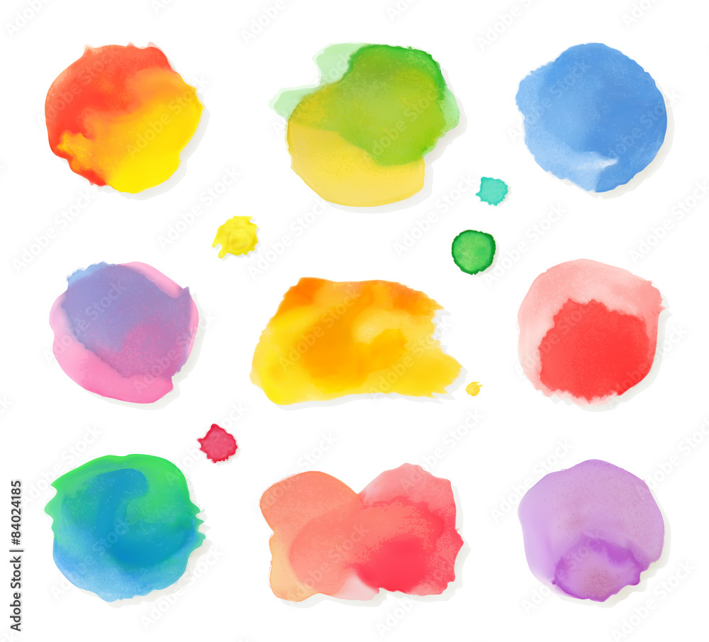 Watercolor painting, vector icon set