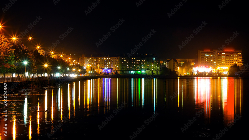 Panorama night city lights
