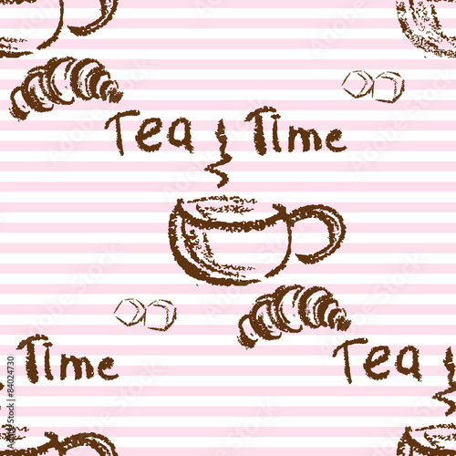 Tea time vintage seamless background.
