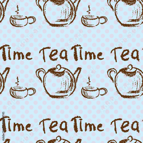 Tea time vintage seamless background.
