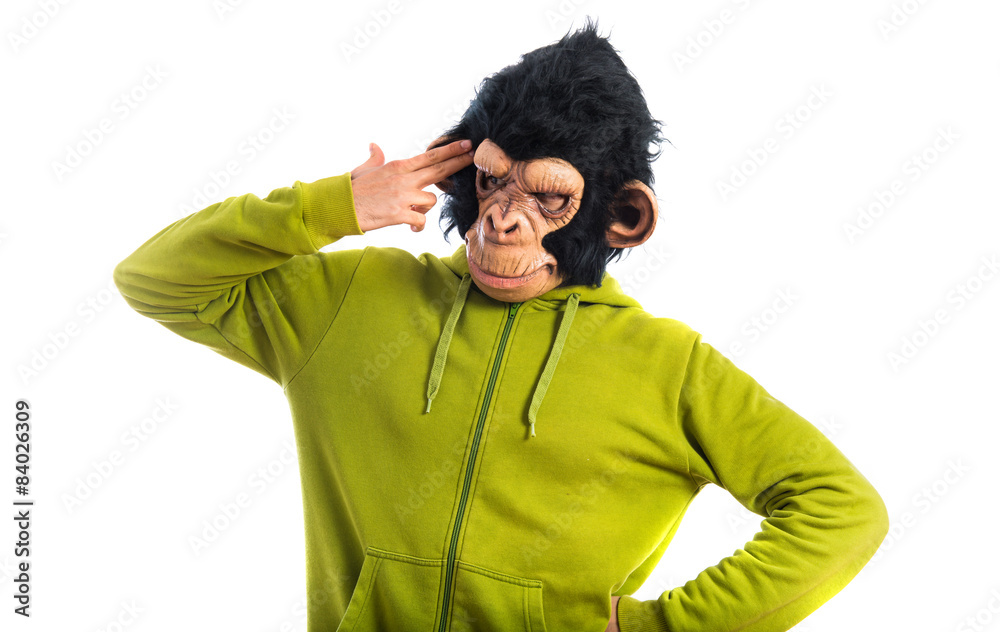 Monkey man making suicide gesture Monkey man making suicide gesture