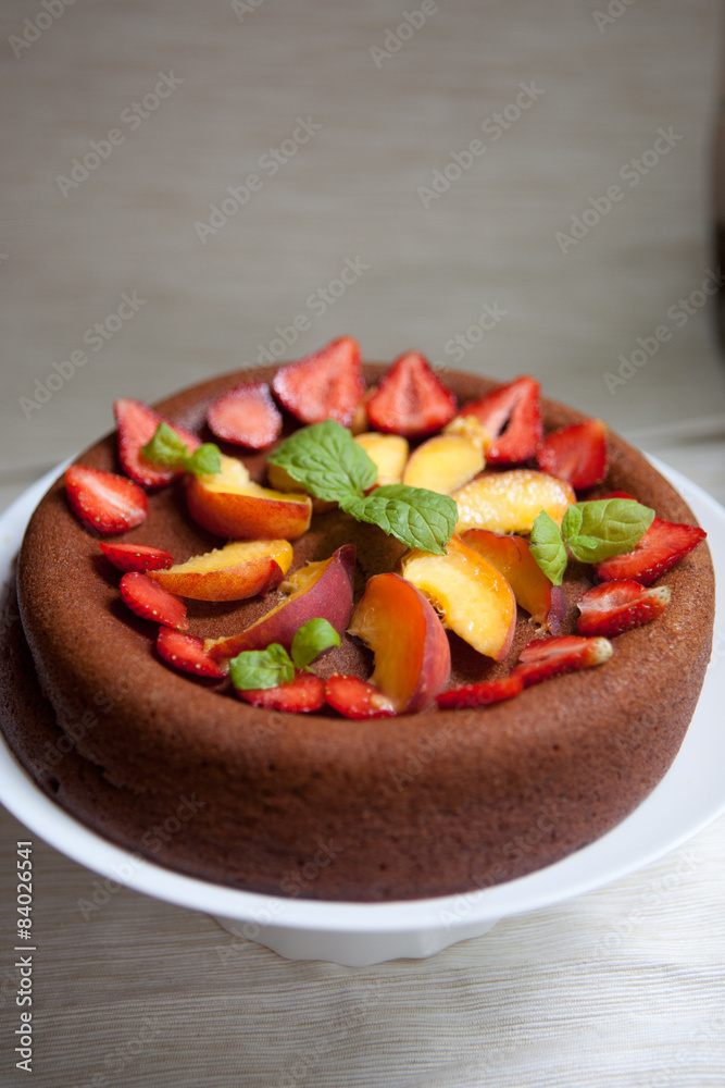 Chocolate cheesecake with fruits Chocolate cheesecake with fruits