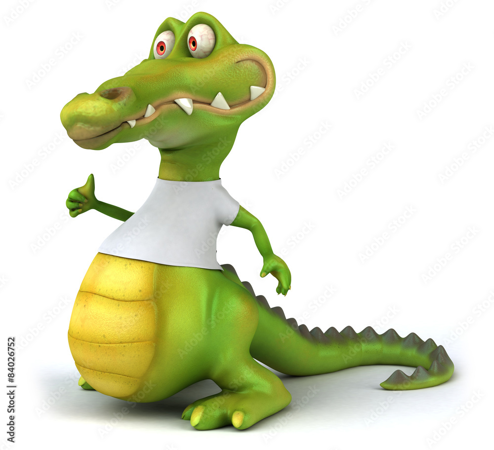 Fototapeta premium Crocodile with a white tshirt