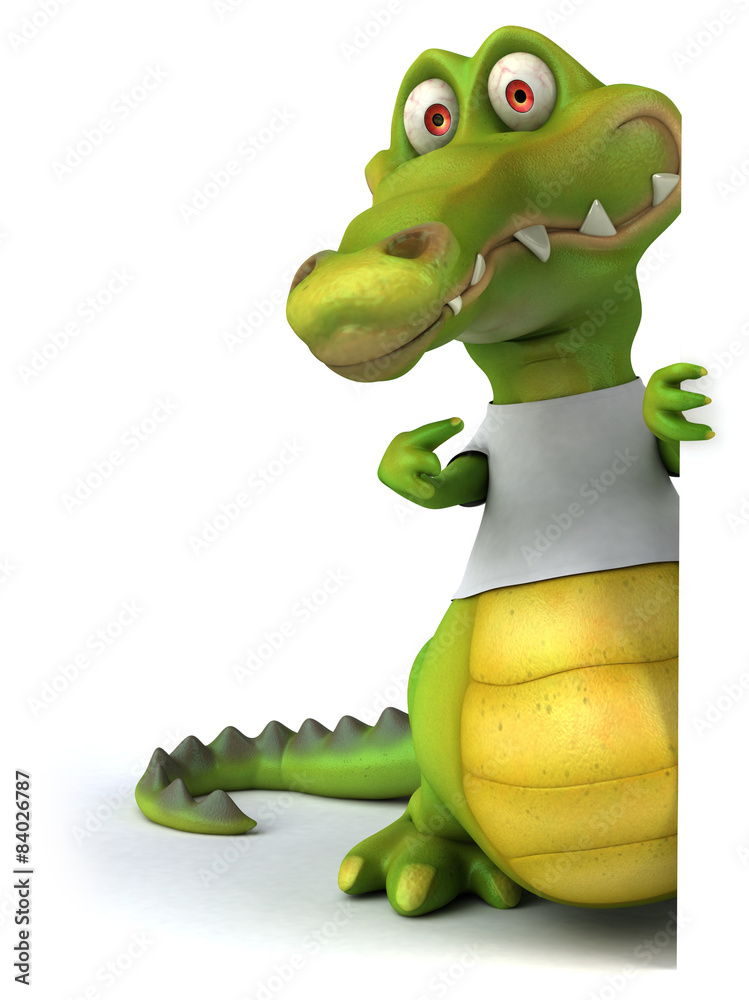 Fototapeta premium Crocodile with a white tshirt