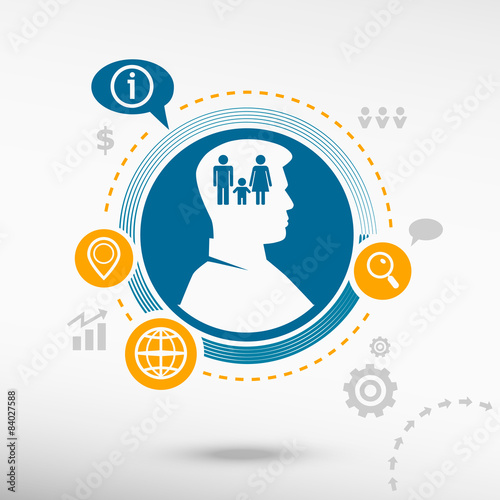 Family icon and male avatar profile picture